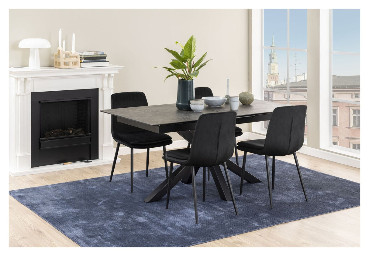 Heaven Dining Table With Pull-Out, Black Glass/Ceramic, 168/210x90