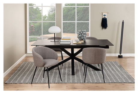 Heaven Dining Table With Pull-Out, Black Glass/Ceramic, 200/240x100