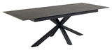 Heaven Dining Table With Pull-Out, Black Glass/Ceramic, 200/240x100