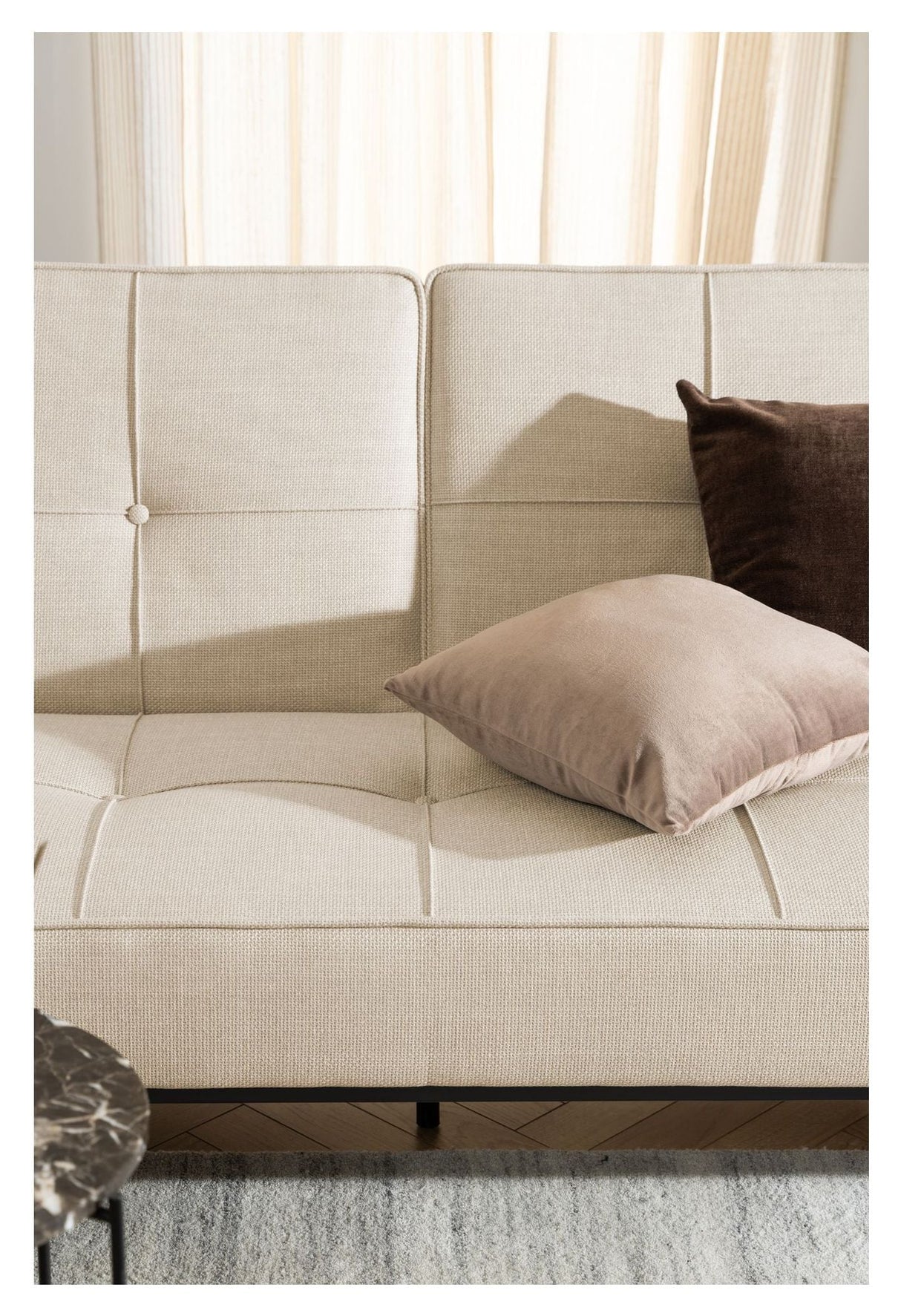 Perugia Sofa Bed, Beige Fabric, 198x95x87