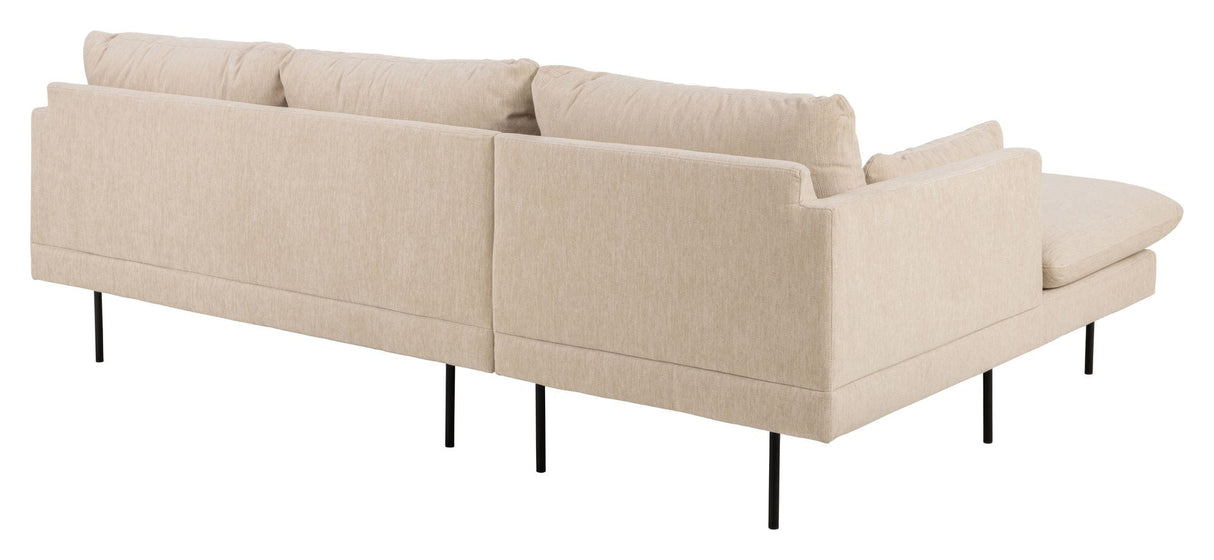 Selena soffa w. Chaise Longue Beige, vänster mot