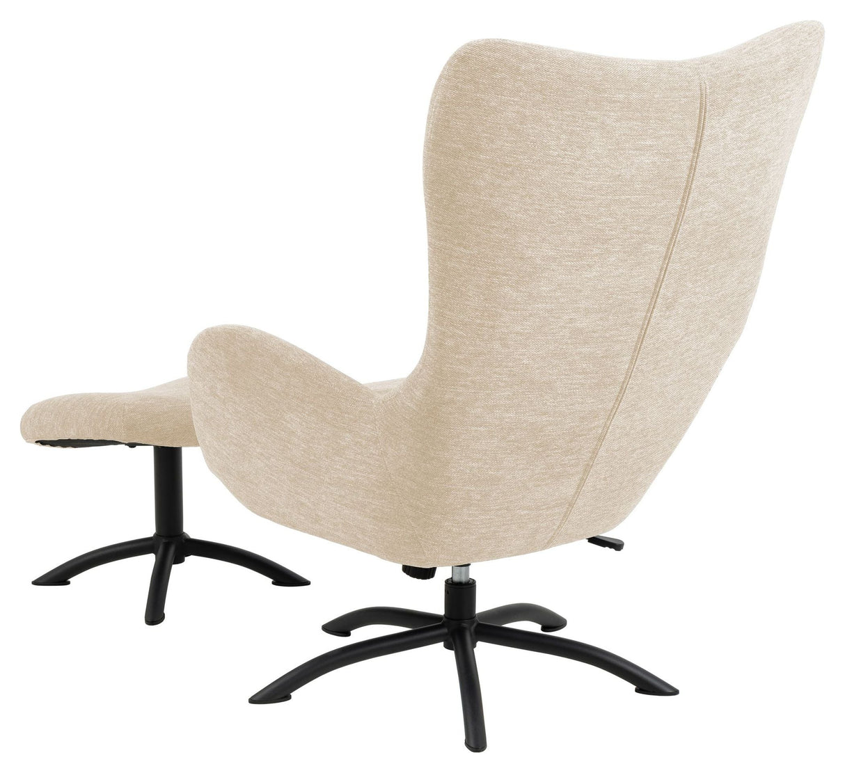 Talgarth Longchair med fotpall och svivningsfunktion, beige tyg