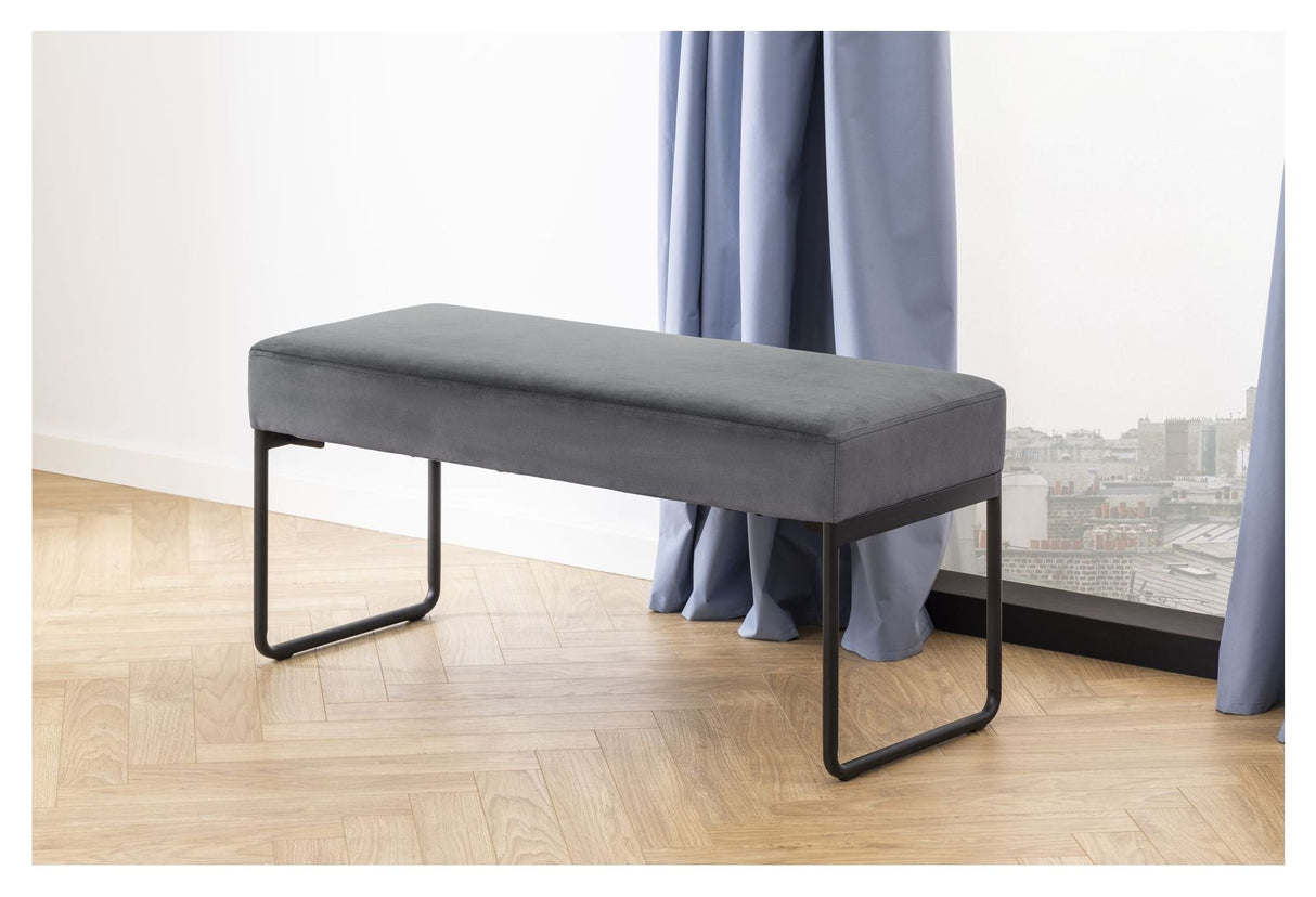 Xenia Bench, Gray Fabric, 95x38x46