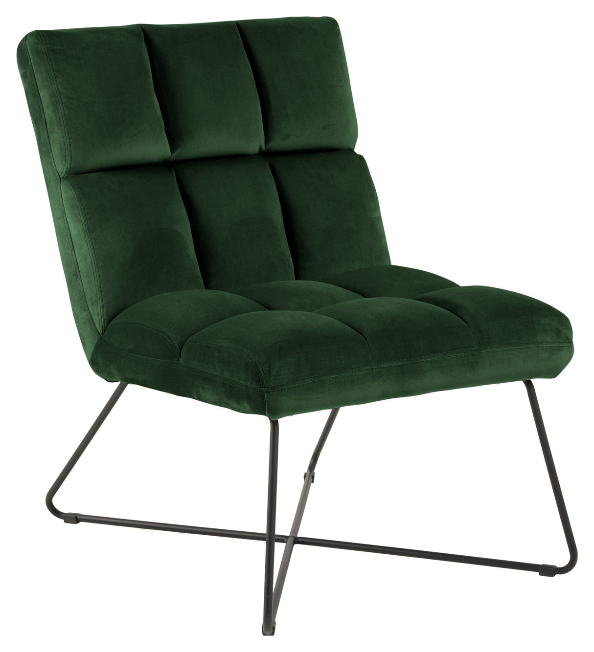 Alba Lounge Chair, Forest Green Velvet/Mat Black