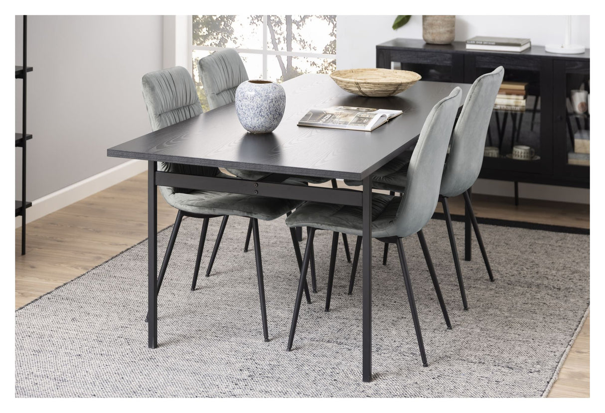 Angus Dining Table, 200x90, Black Melamine