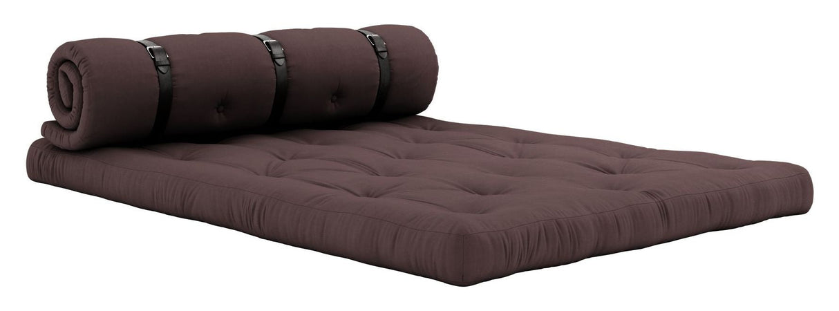 Spänne-up futon soffa, brun