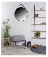 Trapani Mirror, Black Steel Frame, Ø60