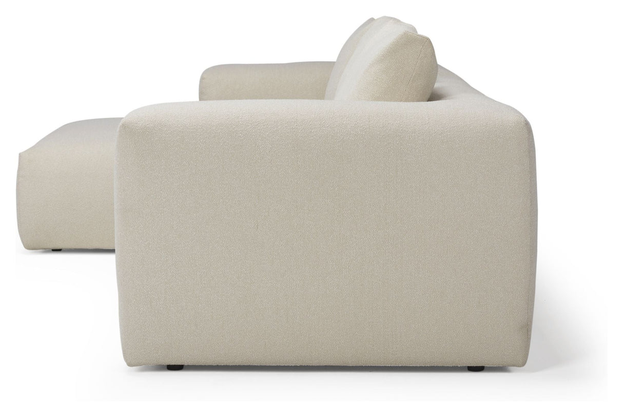 Kornum soffa med schäslong höger, offwhite bouclé