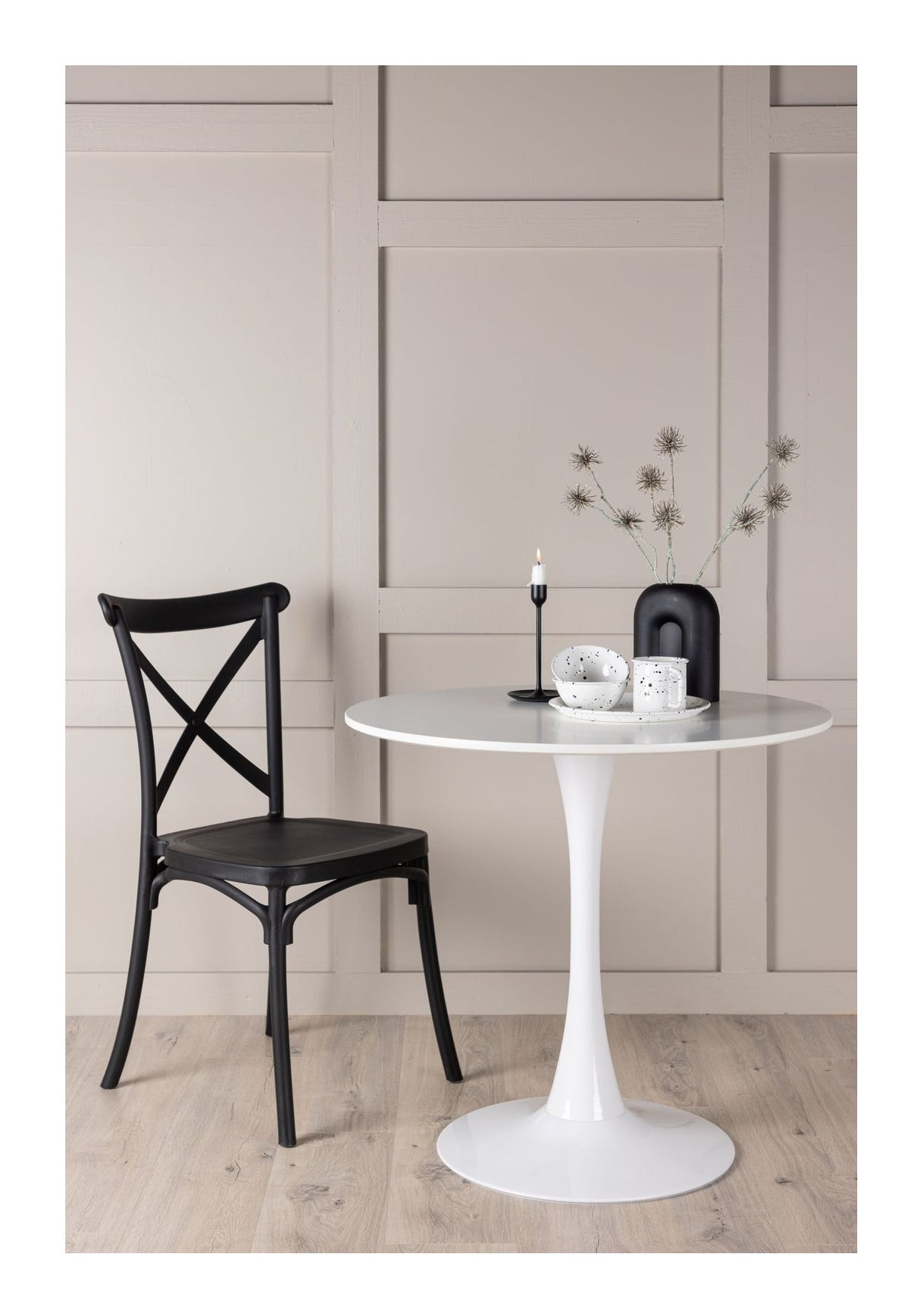 Hamden Dining Table, MDF, White, Ø80