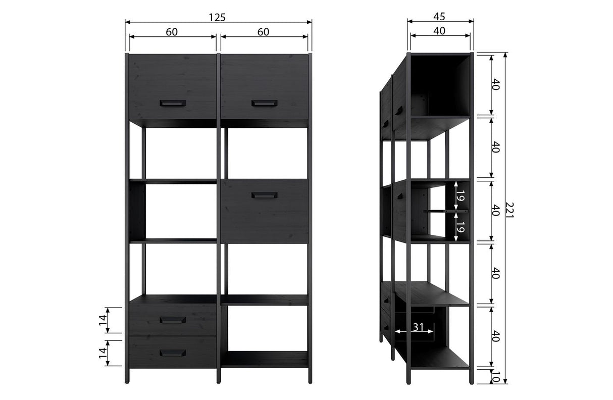 Legacy Shelf H220 cm i svart trä/järn