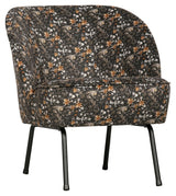 Vogue Lounge Chair, Aquarel Flower Black Velor