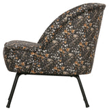 Vogue Lounge Chair, Aquarel Flower Black Velor