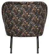 Vogue Lounge Chair, Aquarel Flower Black Velor