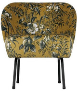 Vogue Lounge Chair Velor - Gul blommigt tryck