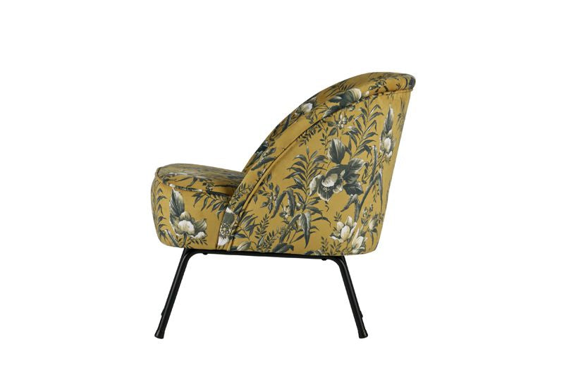 Vogue Lounge Chair Velor - Gul blommigt tryck