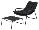 Bloomingville Boel Deckchair med fotpall, svart, metall