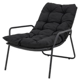 Bloomingville Boel Deckchair med fotpall, svart, metall