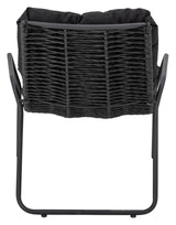 Bloomingville Boel Deckchair med fotpall, svart, metall