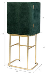 Ava Morgana Bar Cabinet, Dark Green Velvet