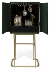 Ava Morgana Bar Cabinet, Dark Green Velvet