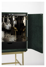 Ava Morgana Bar Cabinet, Dark Green Velvet