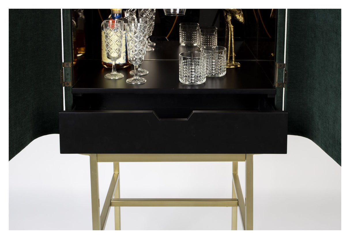 Ava Morgana Bar Cabinet, Dark Green Velvet