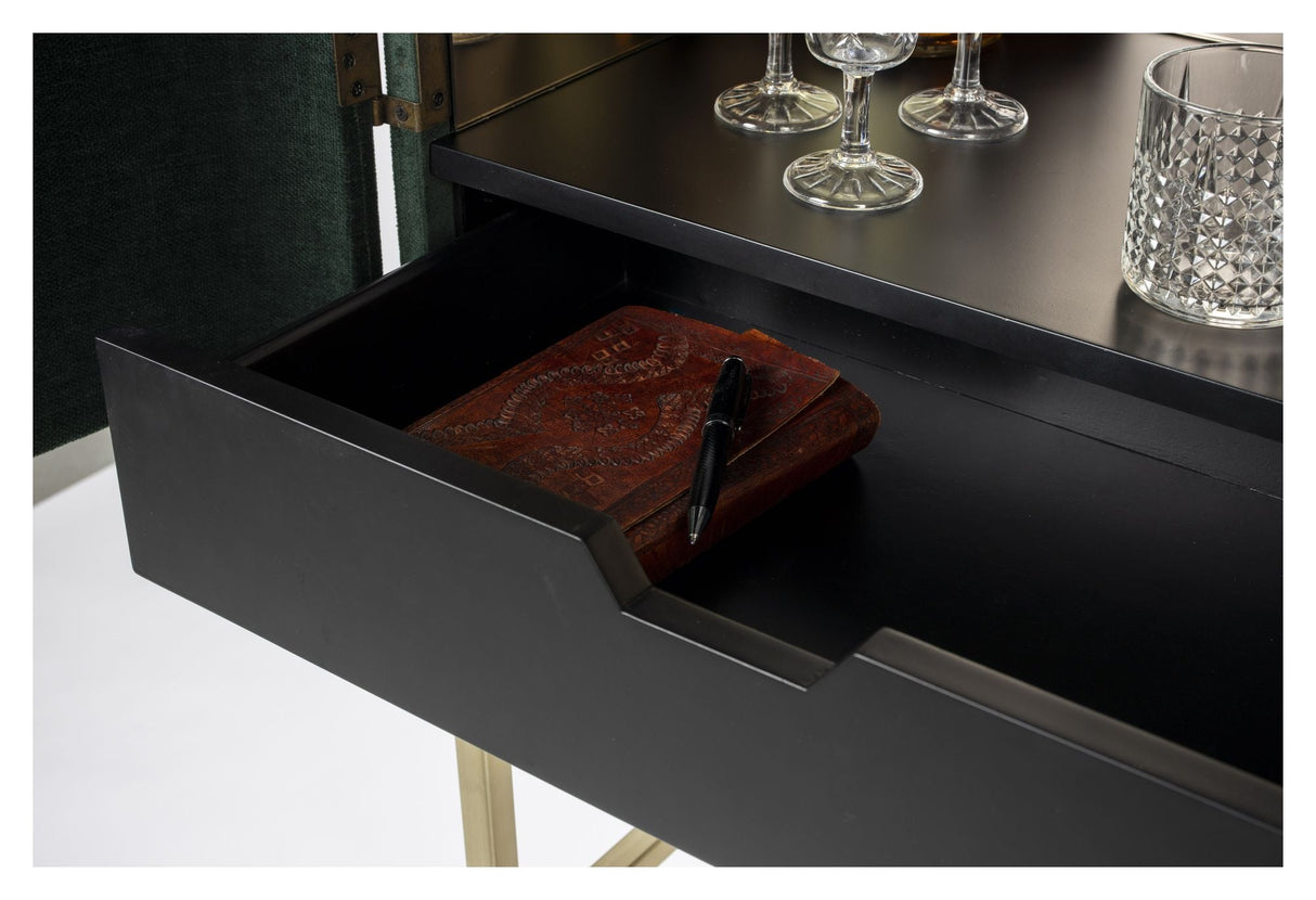 Ava Morgana Bar Cabinet, Dark Green Velvet