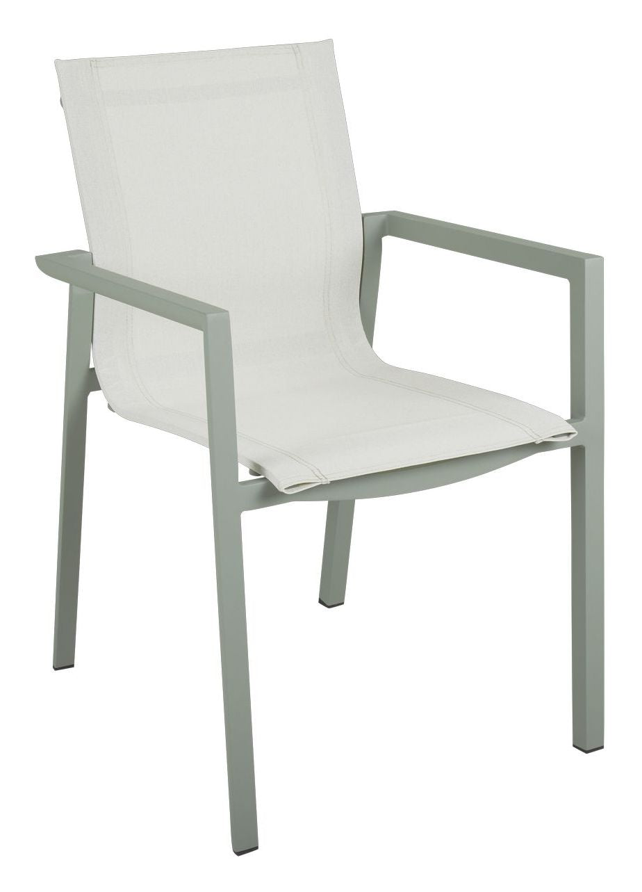 Delia Garden Chair w. arm, grön / off-vit textilin