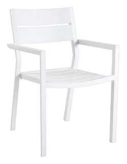 Delia Garden Chair w. arm, vit metall