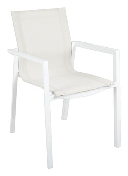 Delia Garden Chair w. arm, vit / off-vit textilin