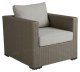 Funkia lounge stol med kudde, beige wicker