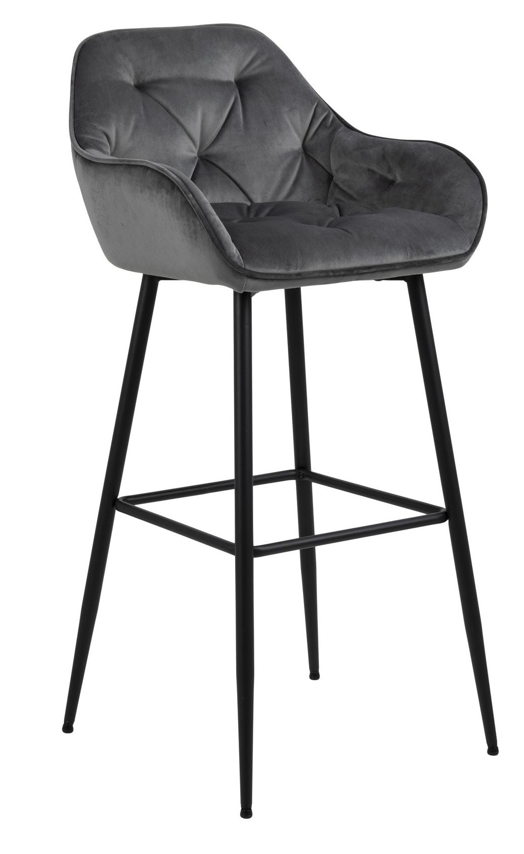 Brooke Bar Chair, Dark Grey Velvet