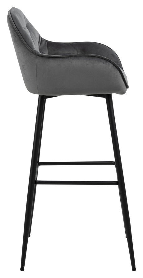 Brooke Bar Chair, Dark Grey Velvet