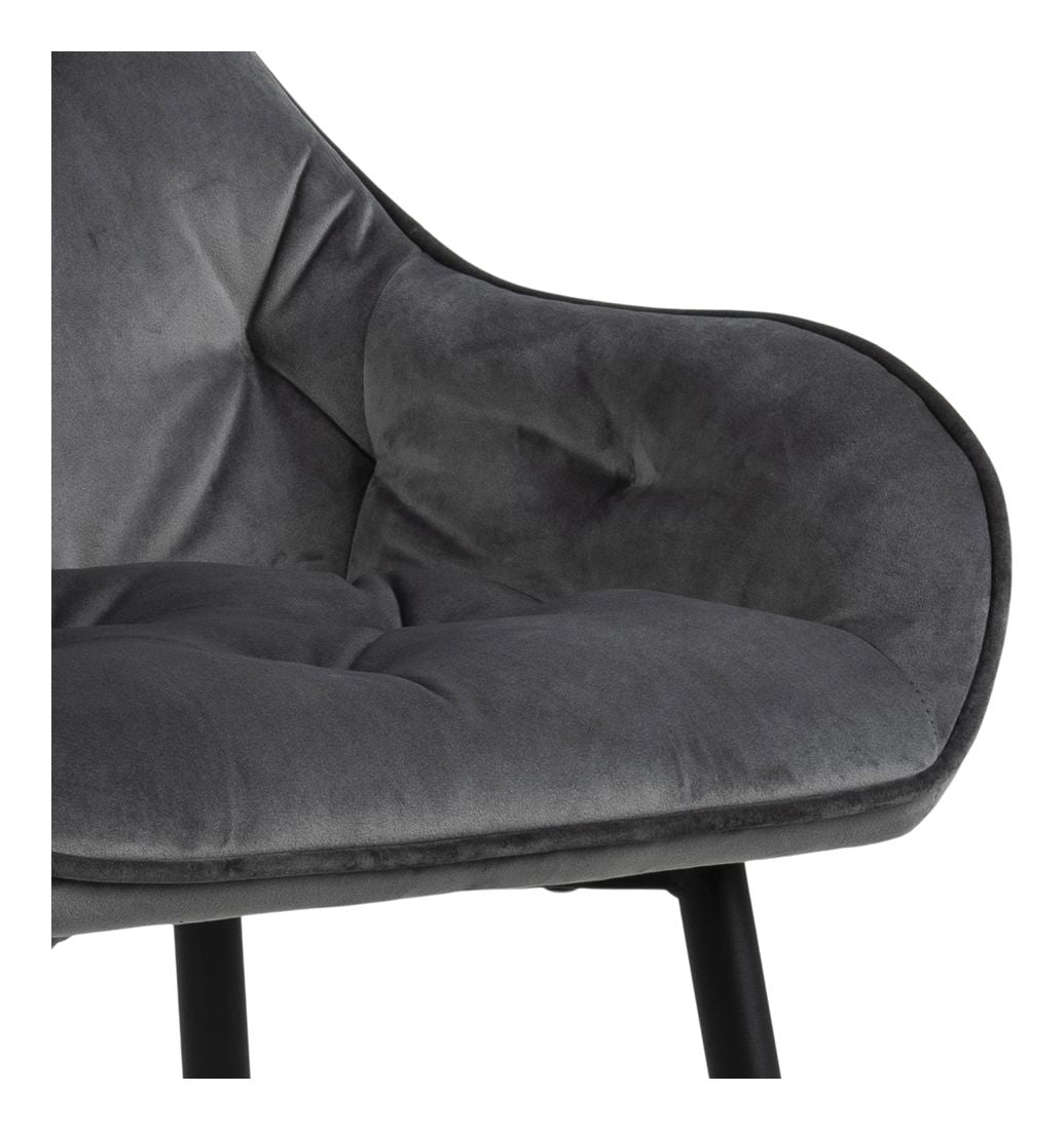 Brooke Bar Chair, Dark Grey Velvet