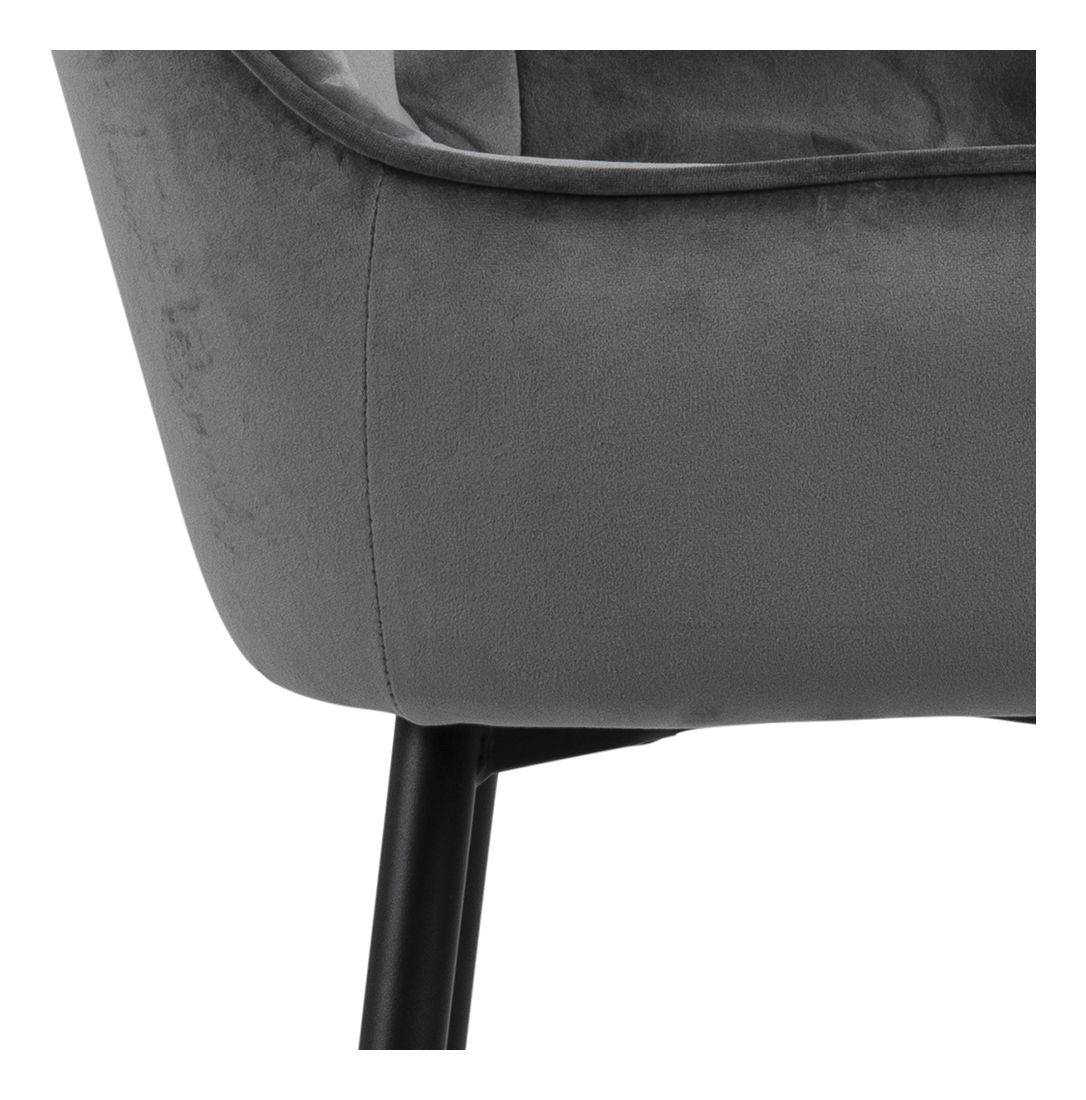 Brooke Bar Chair, Dark Grey Velvet