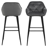 Brooke Bar Chair, Dark Grey Velvet