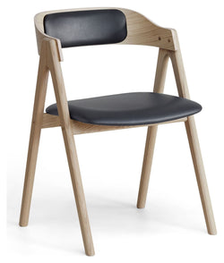 Mette Dining Chair, Oak/White Oil Sydney Black Leather M/P.Ryg