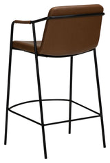 Boto Counter Chair, Vintage Light Brown Leatherette With Black Ben, SH: 67 CM