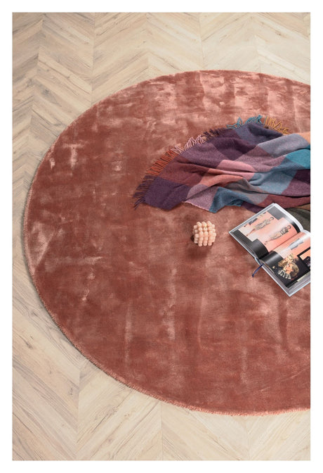 Indra Viscose Rug Ø200 - dammig rosa