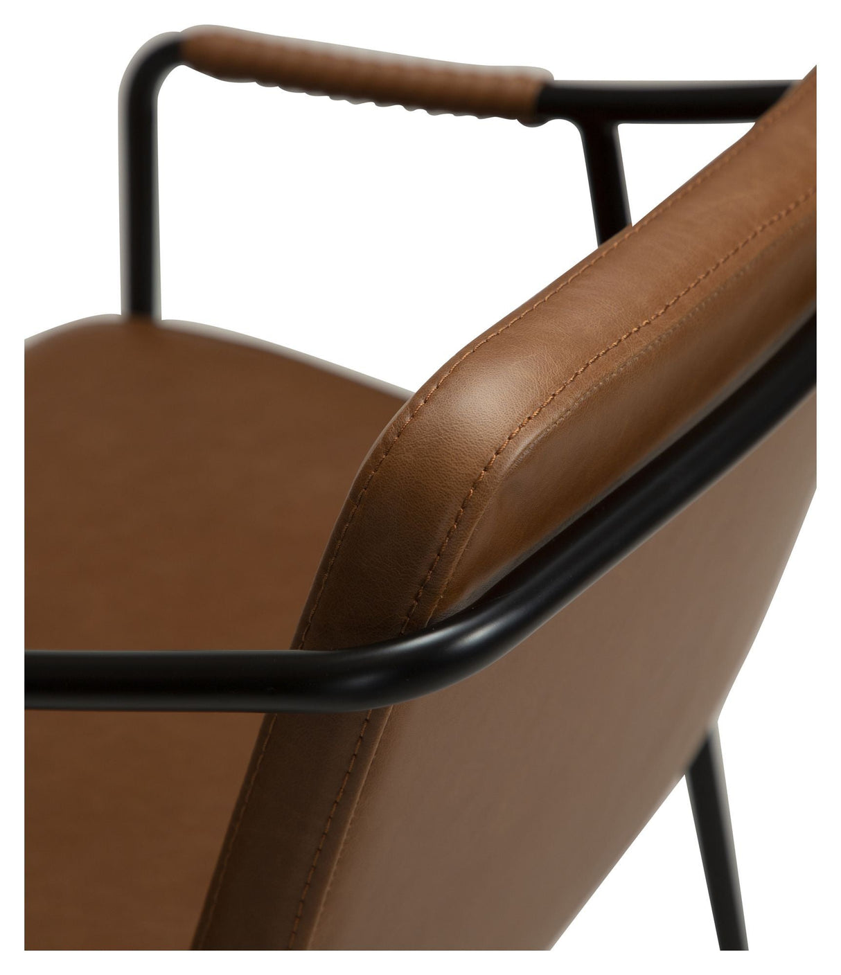 Boto Counter Chair, Vintage Light Brown Leatherette With Black Ben, SH: 67 CM