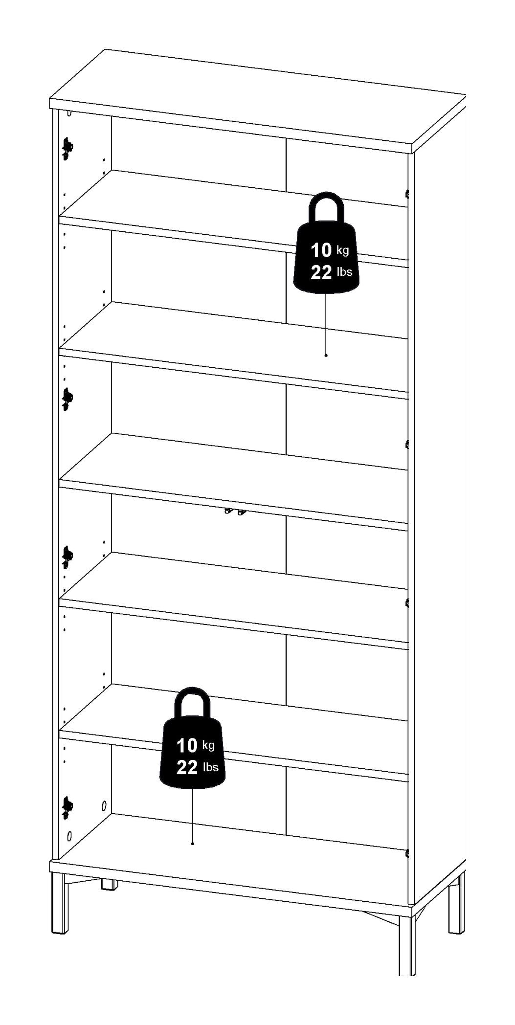 Roomers Vitrine skåp med 2 dörrar - Vit/Ek struktur 