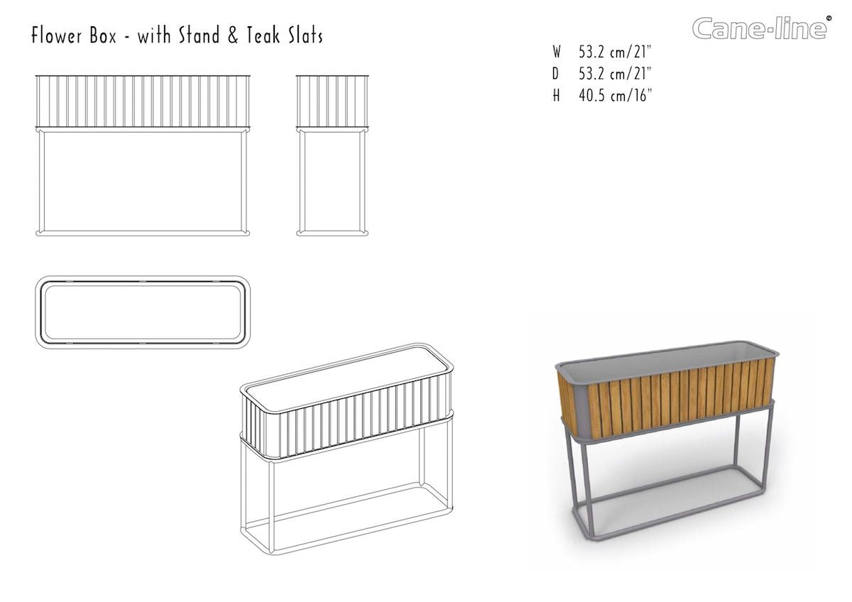 Cane-Line Flower Box Flower Box Teak, inkl. Ram