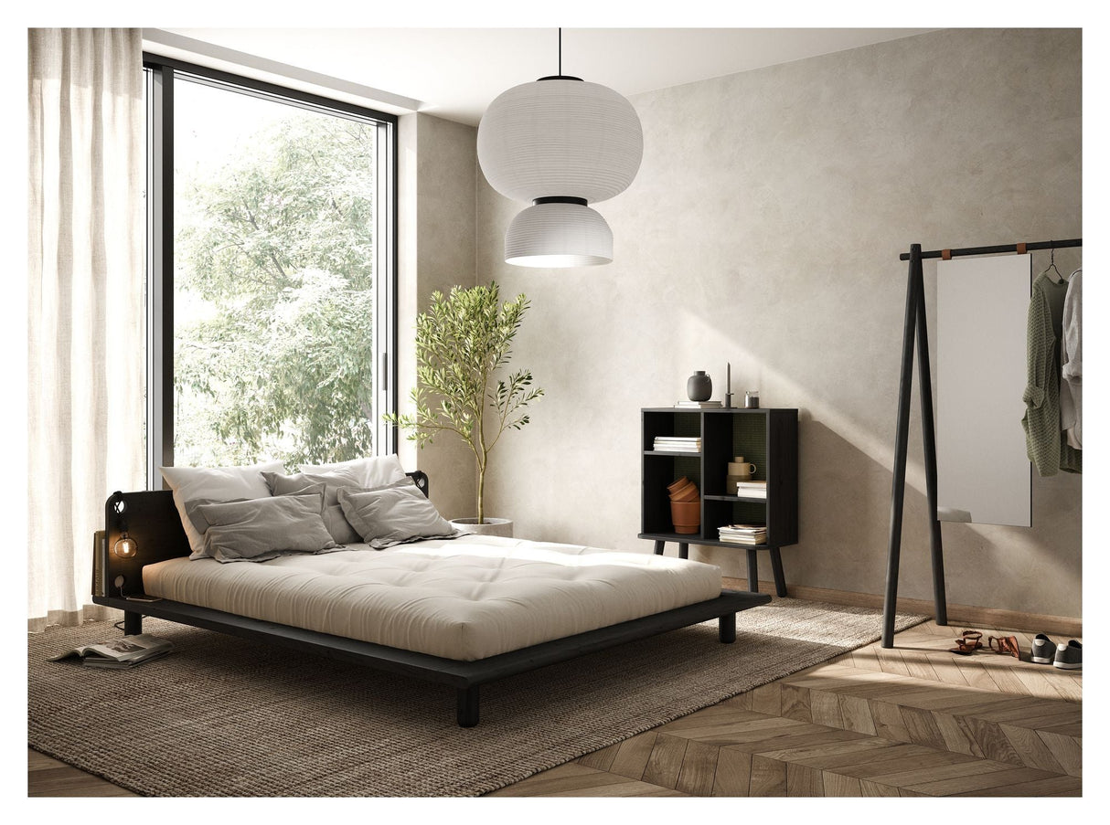 Peek Bed Frame w/lampor, svart, 200x180