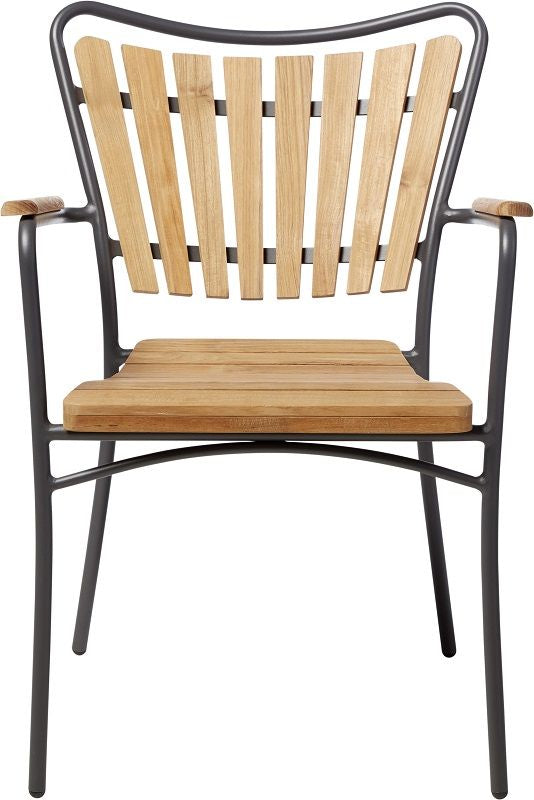 Hard & Ellen Garden Chair w/armstöd, antracit/teak