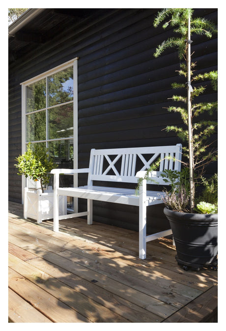 Løkken Garden Bench White Painted Mahogny, f: 120