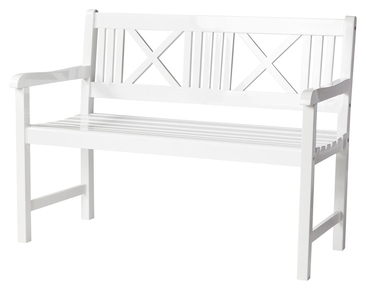 Løkken Garden Bench White Painted Mahogny, f: 120