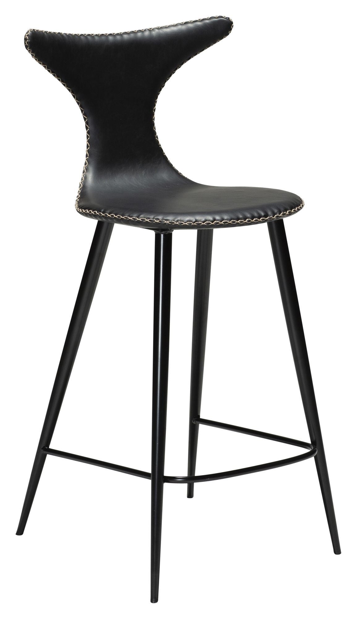 Dolphin Barstool SH: 67 cm, vintage svart läder/runda svarta ben