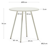 Montjoi Round Garden Table, White, Ø70