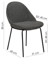 Arch Dining Chair, Pebble Grey Bouclé Fabric