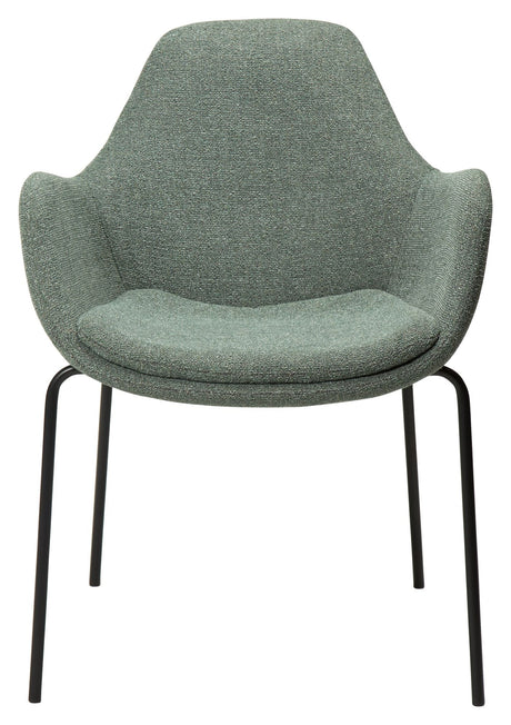 Zimmer matstol med arm, Pebble Green Bouclé tyg